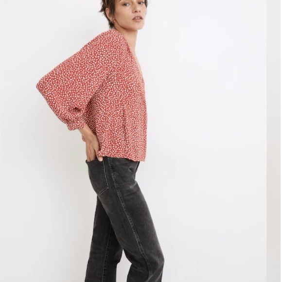 Madewell Kinston Side-Button Wrap Top in Park Picnic - Picture 2 of 11